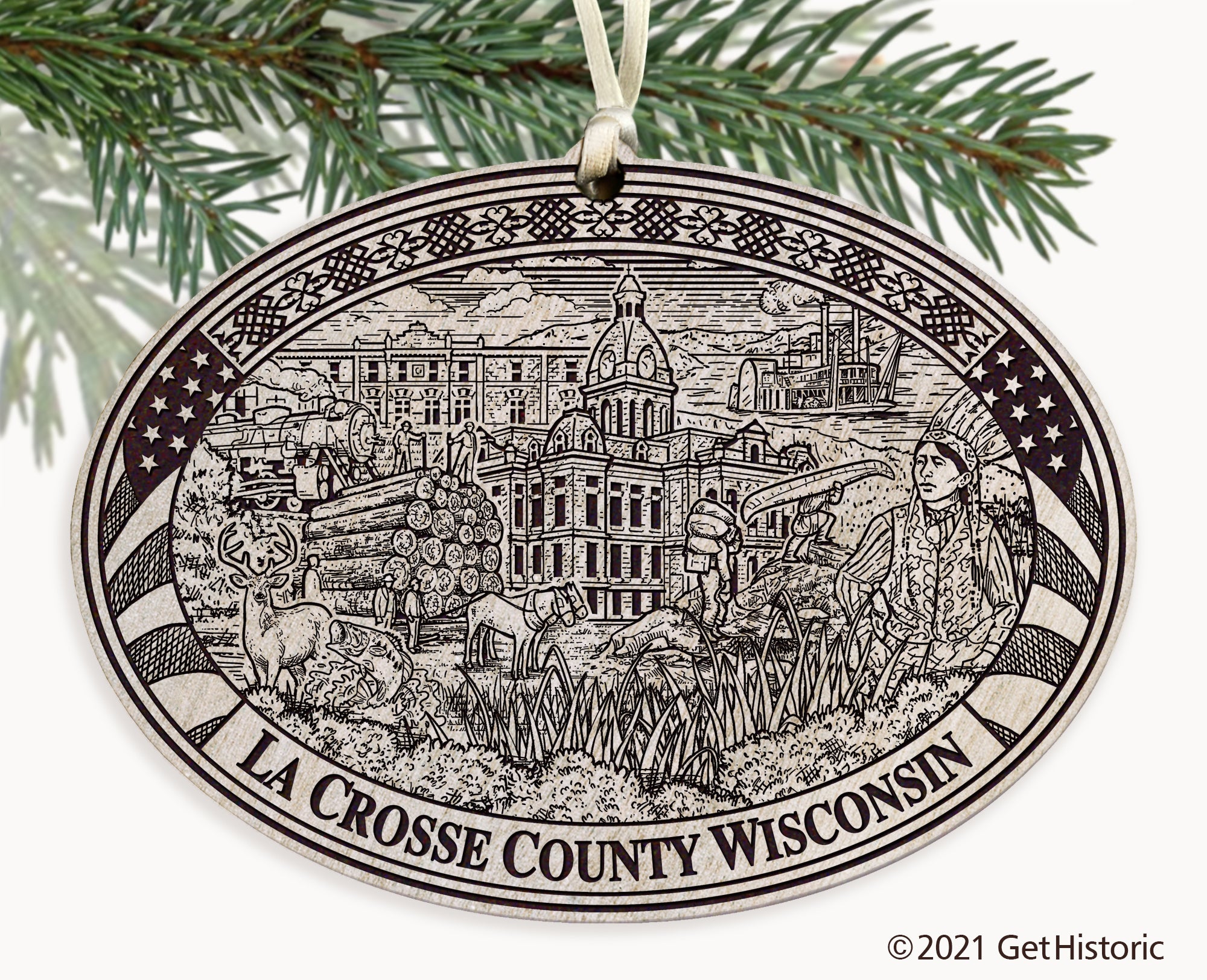 La Crosse County Wisconsin Engraved Ornament