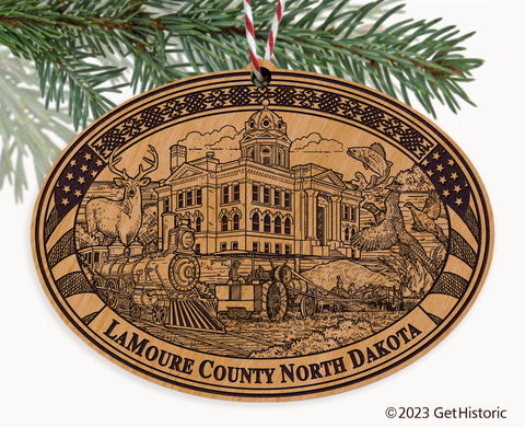 LaMoure County North Dakota Engraved Natural Ornament
