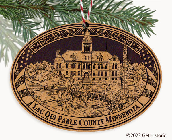 Lac qui Parle County Minnesota Engraved Natural Ornament