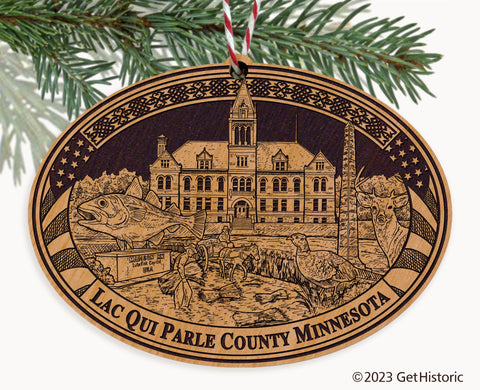 Lac qui Parle County Minnesota Engraved Natural Ornament