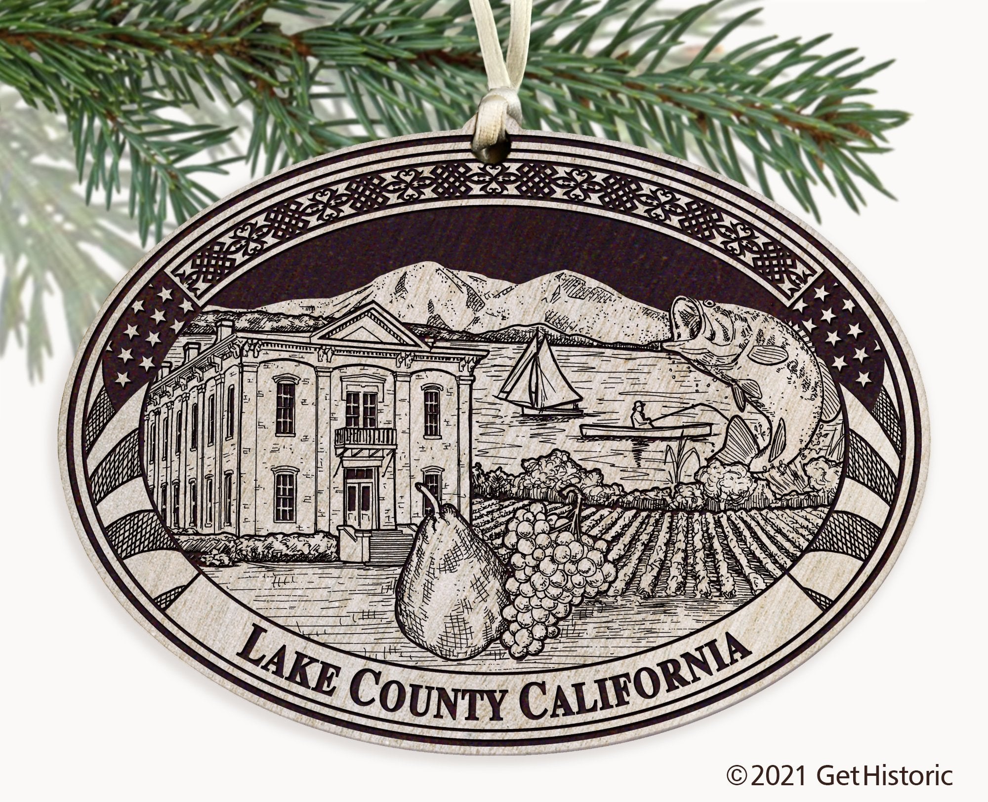 Lake County California Engraved Ornament