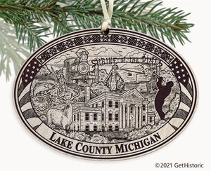 Lake County Michigan Engraved Ornament