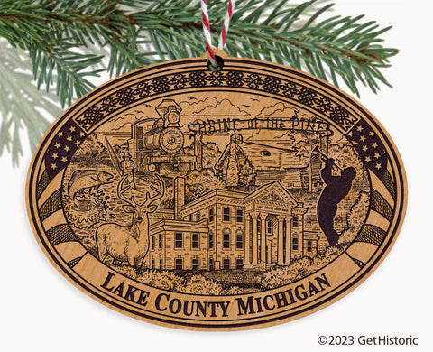 Lake County Michigan Engraved Natural Ornament