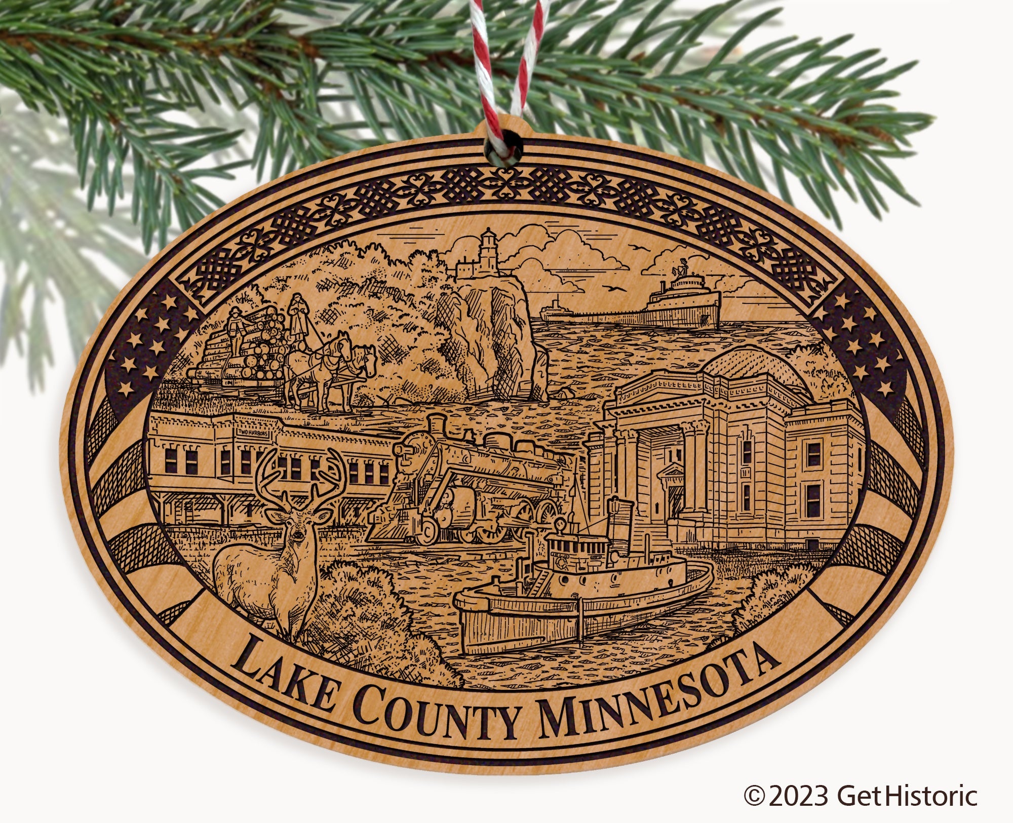 Lake County Minnesota Engraved Natural Ornament