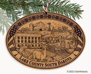 Lake County South Dakota Engraved Natural Ornament