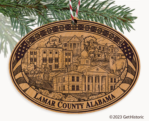 Lamar County Alabama Engraved Natural Ornament