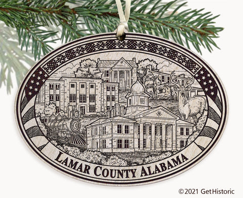 Lamar County Alabama Engraved Ornament