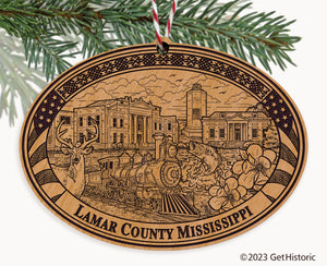 Lamar County Mississippi Engraved Natural Ornament