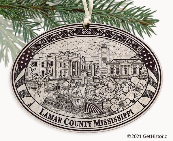 Lamar County Mississippi Engraved Ornament
