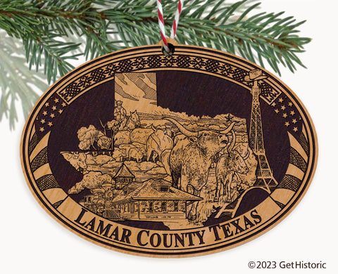 Lamar County Texas Engraved Natural Ornament