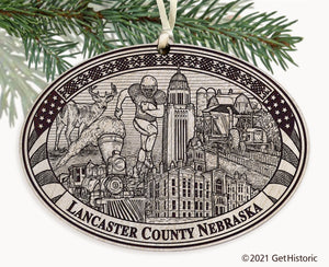Lancaster County Nebraska Engraved Ornament