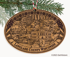 Langlade County Wisconsin Engraved Natural Ornament