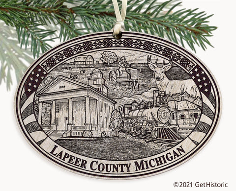 Lapeer County Michigan Engraved Ornament