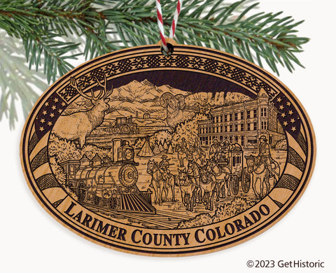 Larimer County Colorado Engraved Natural Ornament