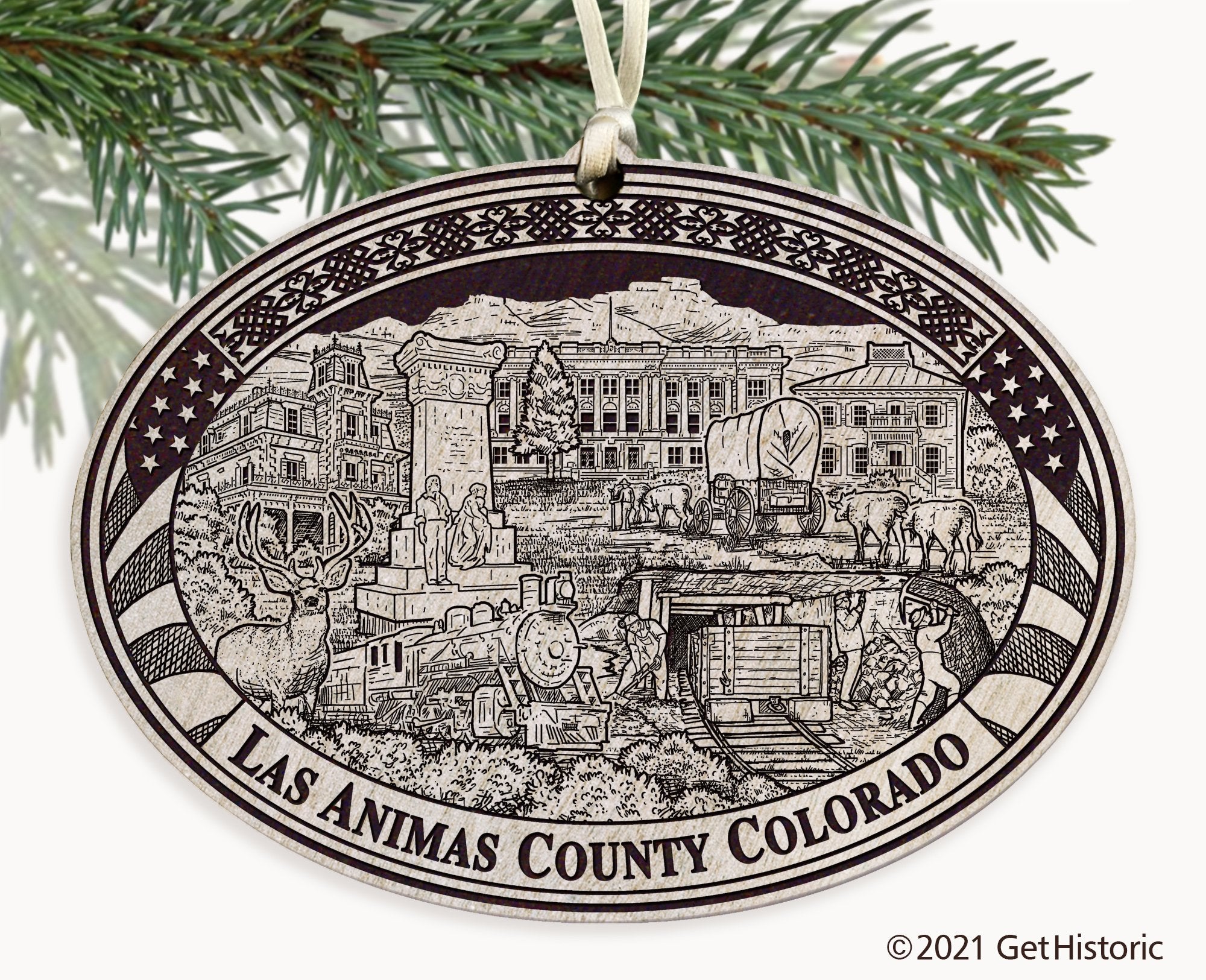 Las Animas County Colorado Engraved Ornament