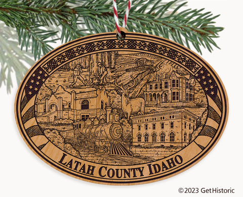 Latah County Idaho Engraved Natural Ornament