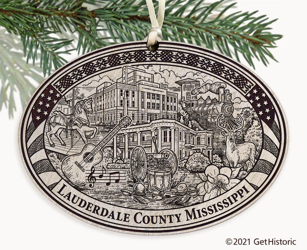 Lauderdale County Mississippi Engraved Ornament