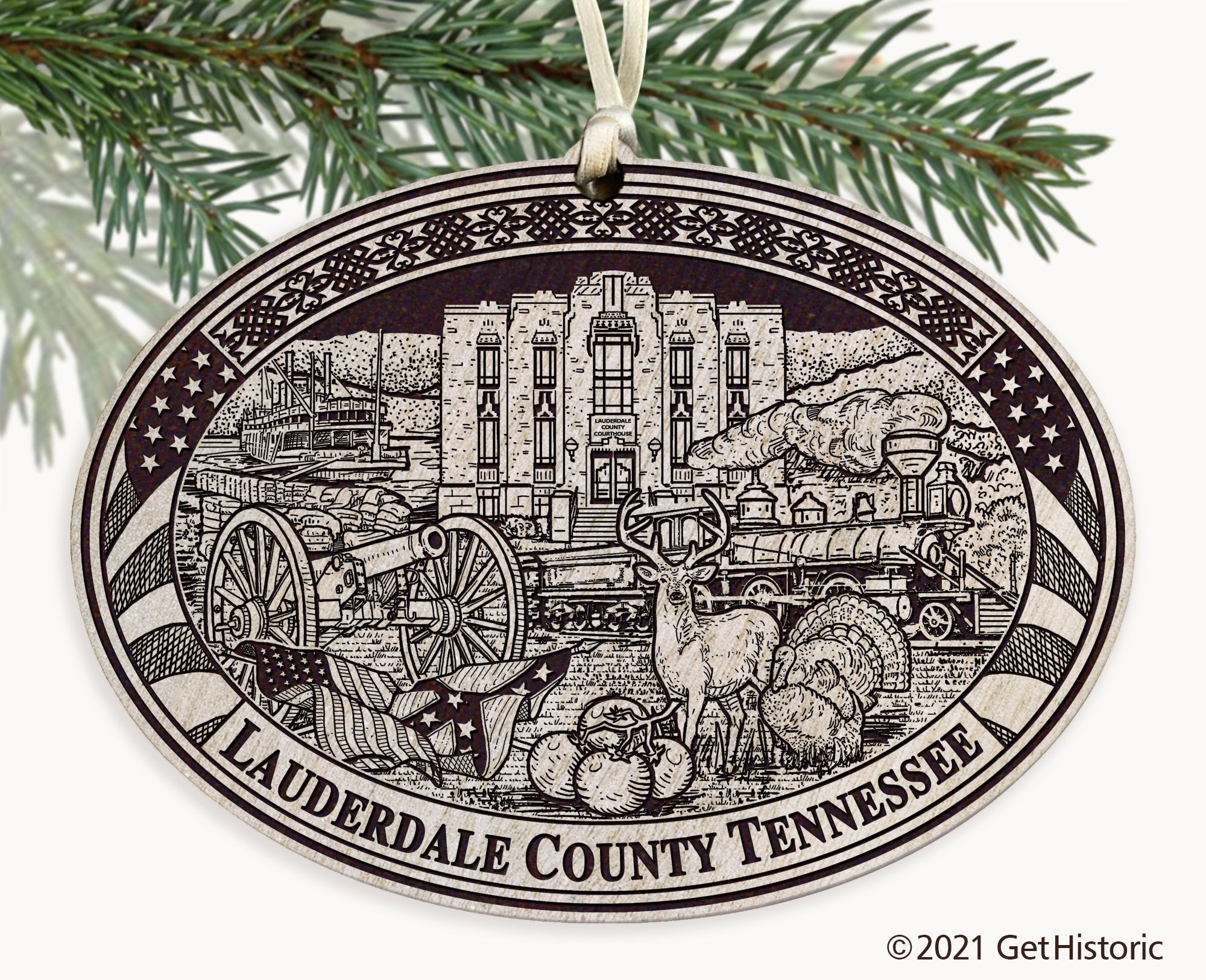 Lauderdale County Tennessee Engraved Ornament