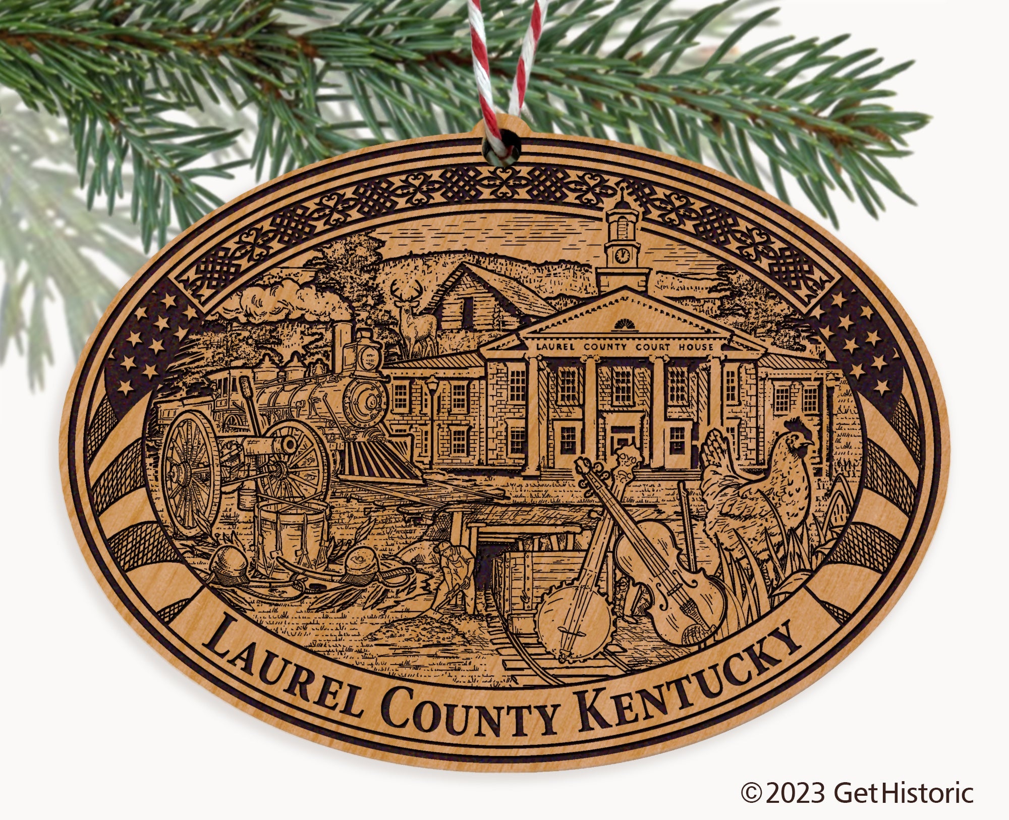 Laurel County Kentucky Engraved Natural Ornament
