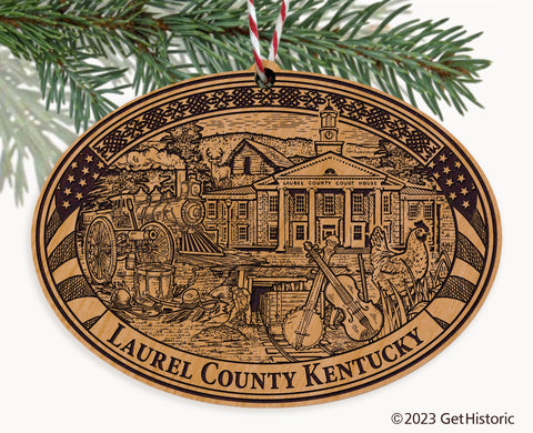 Laurel County Kentucky Engraved Natural Ornament