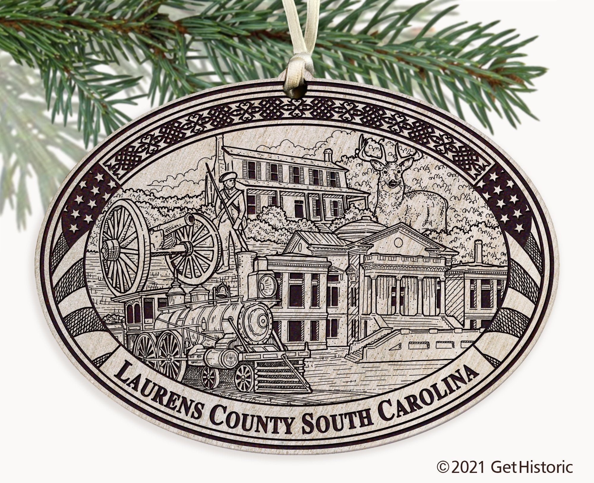 Laurens County South Carolina Engraved Ornament