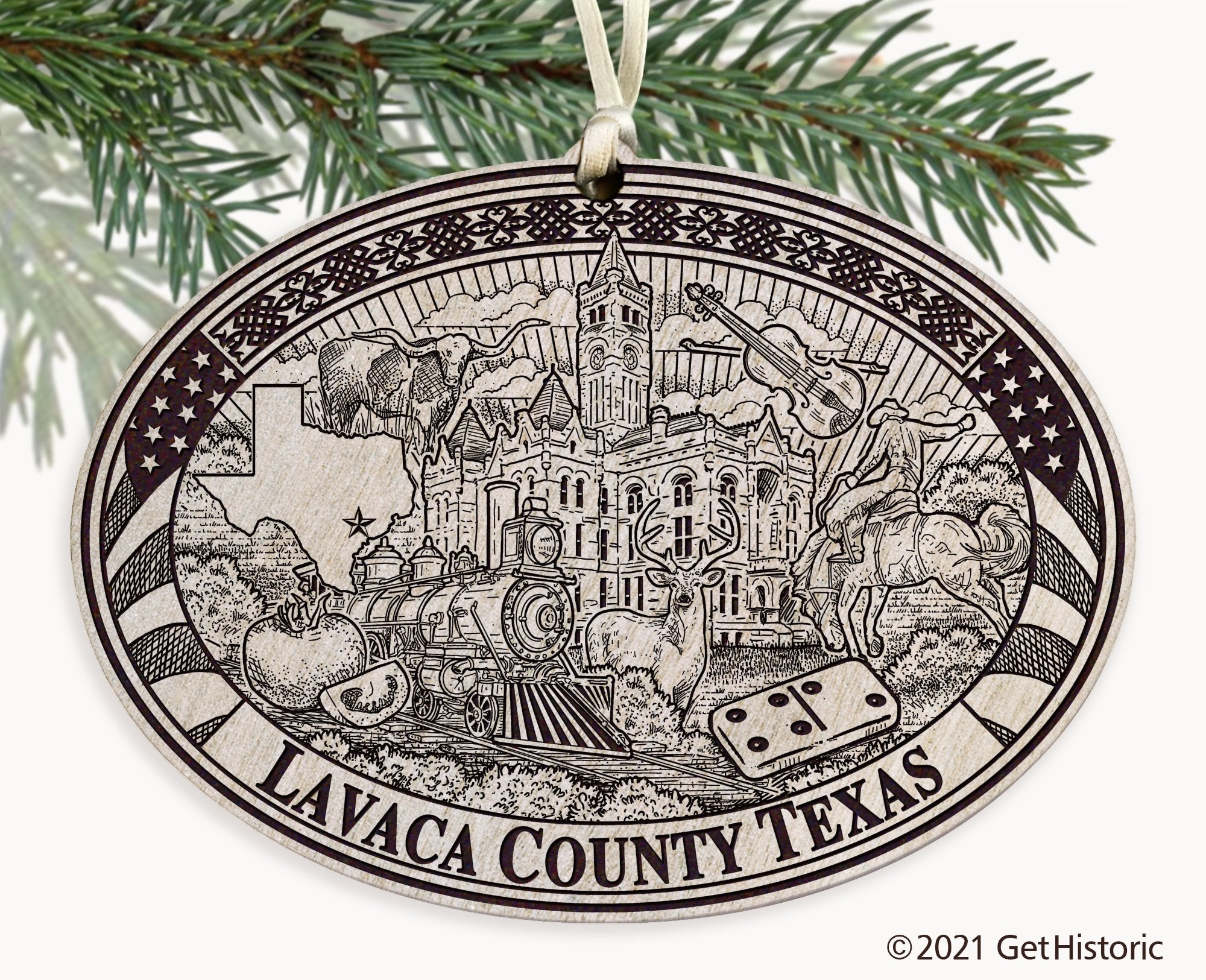 Lavaca County Texas Engraved Ornament