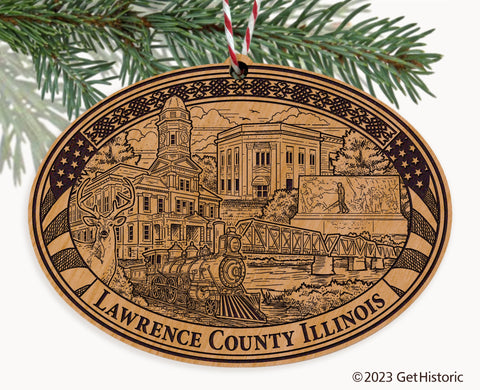 Lawrence County Illinois Engraved Natural Ornament