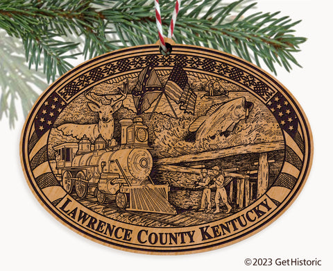 Lawrence County Kentucky Engraved Natural Ornament