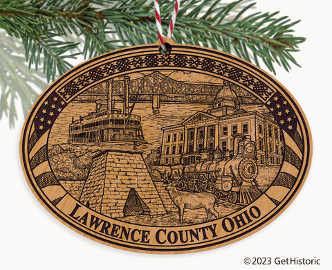 Lawrence County Ohio Engraved Natural Ornament