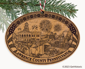 Lawrence County Pennsylvania Engraved Natural Ornament