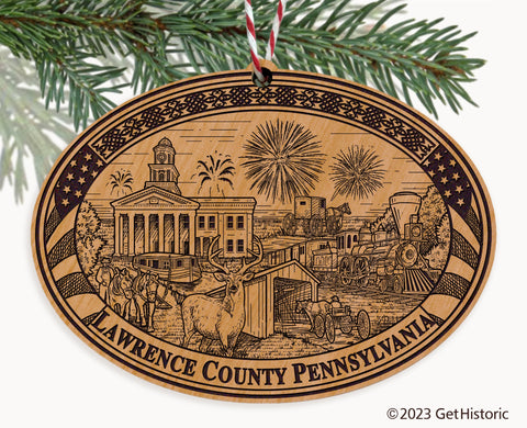 Lawrence County Pennsylvania Engraved Natural Ornament