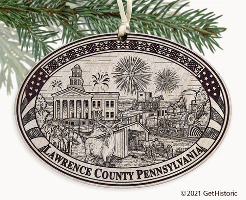 Lawrence County Pennsylvania Engraved Ornament