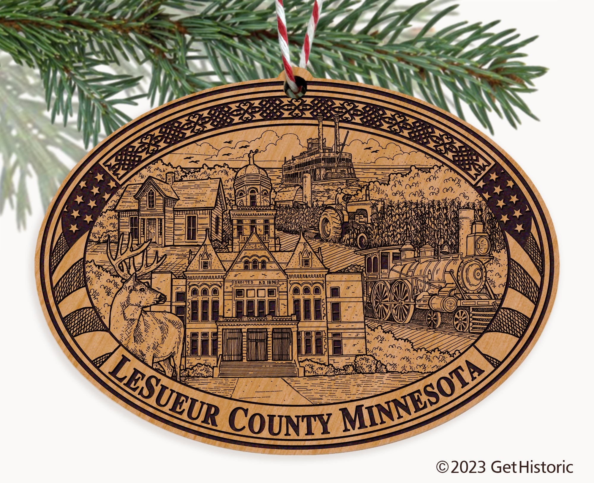 Le Sueur County Minnesota Engraved Natural Ornament