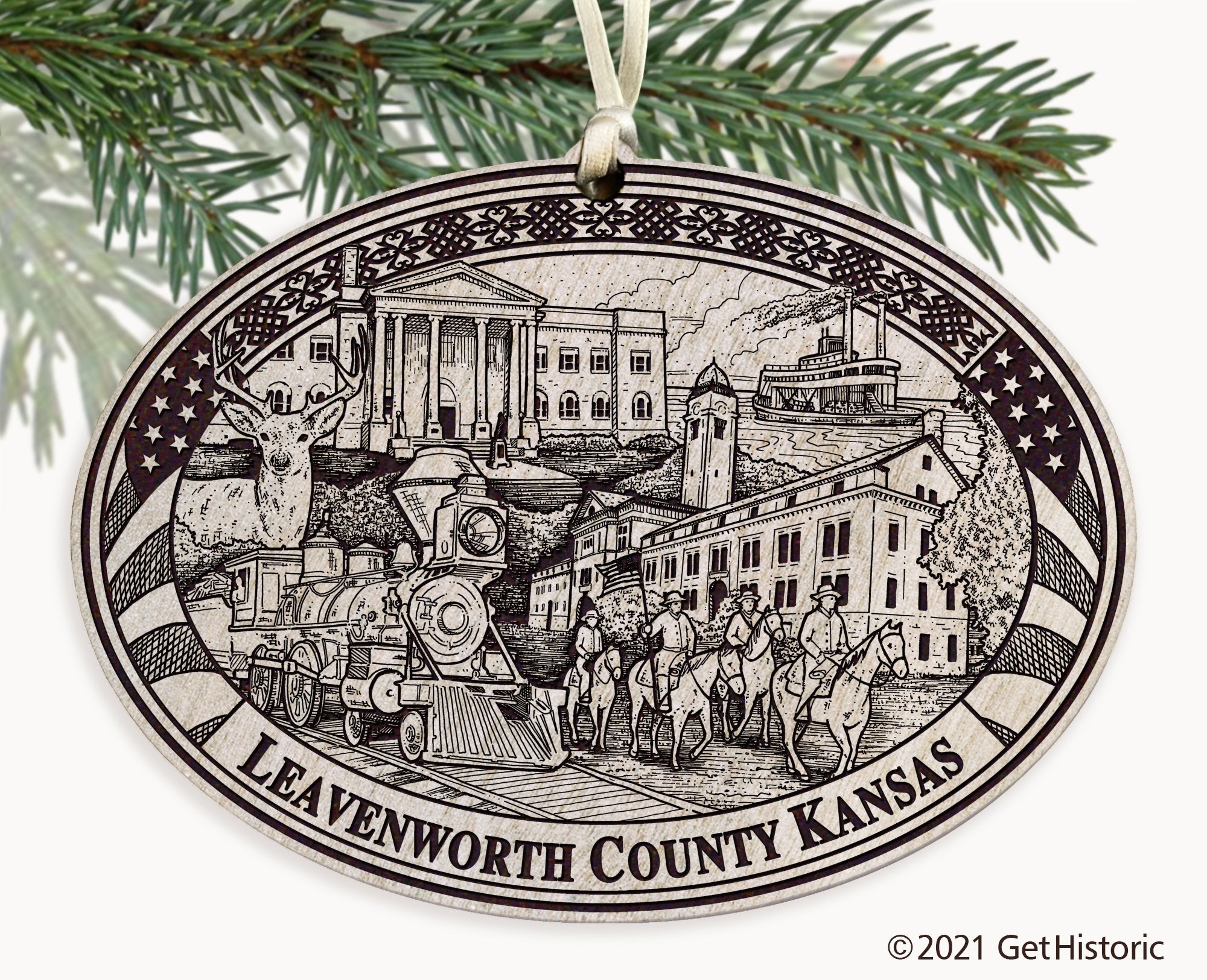 Leavenworth County Kansas Engraved Ornament