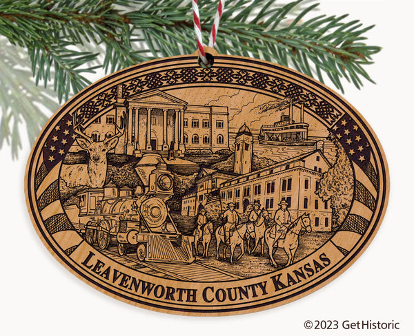 Leavenworth County Kansas Engraved Natural Ornament