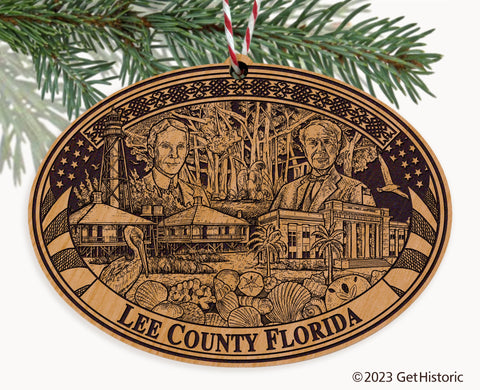 Lee County Florida Engraved Natural Ornament