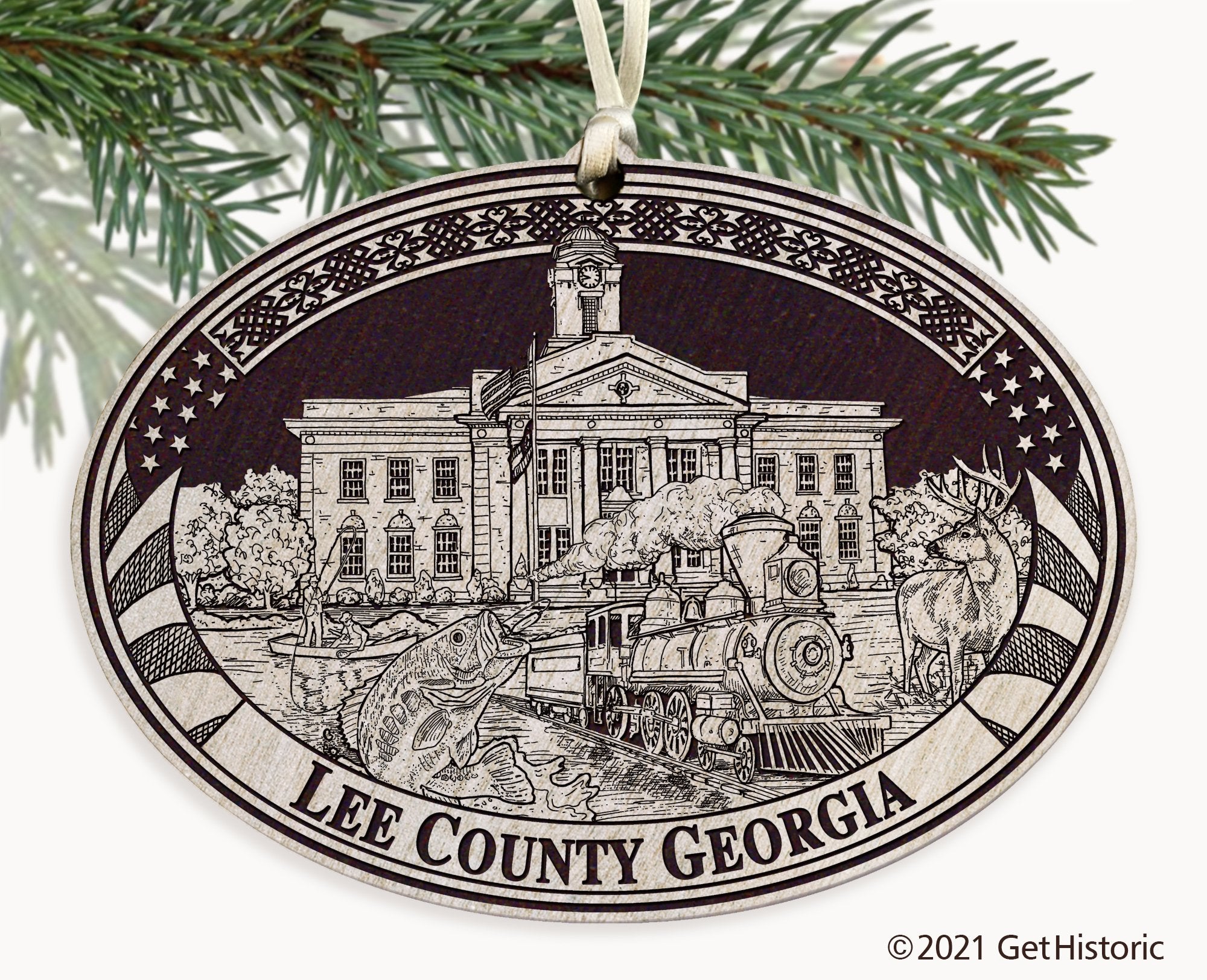 Lee County Georgia Engraved Ornament