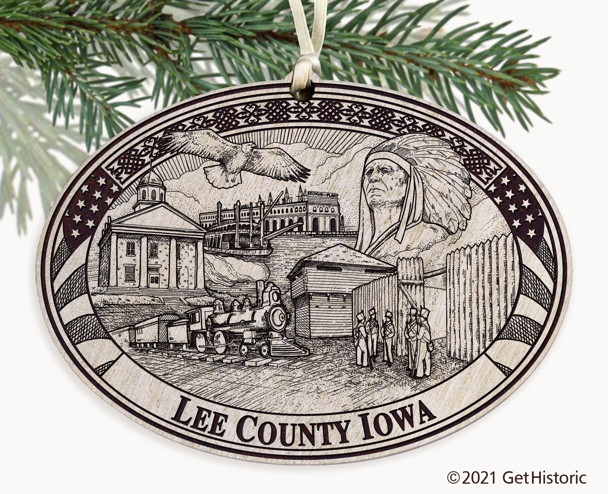 Lee County Iowa Engraved Ornament