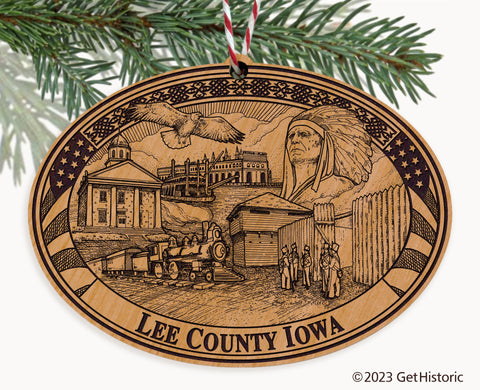 Lee County Iowa Engraved Natural Ornament
