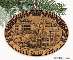 Lee County Illinois Engraved Natural Ornament