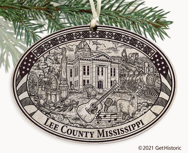 Lee County Mississippi Engraved Ornament