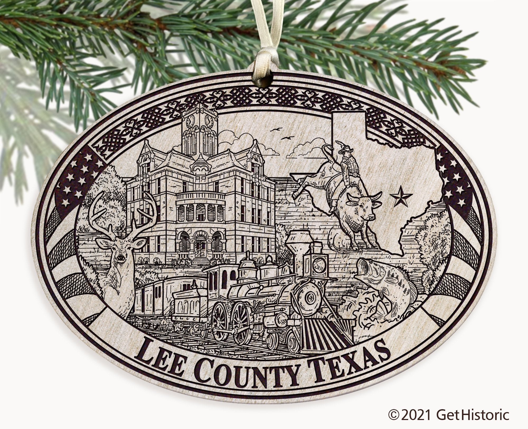 Lee County Texas Engraved Ornament