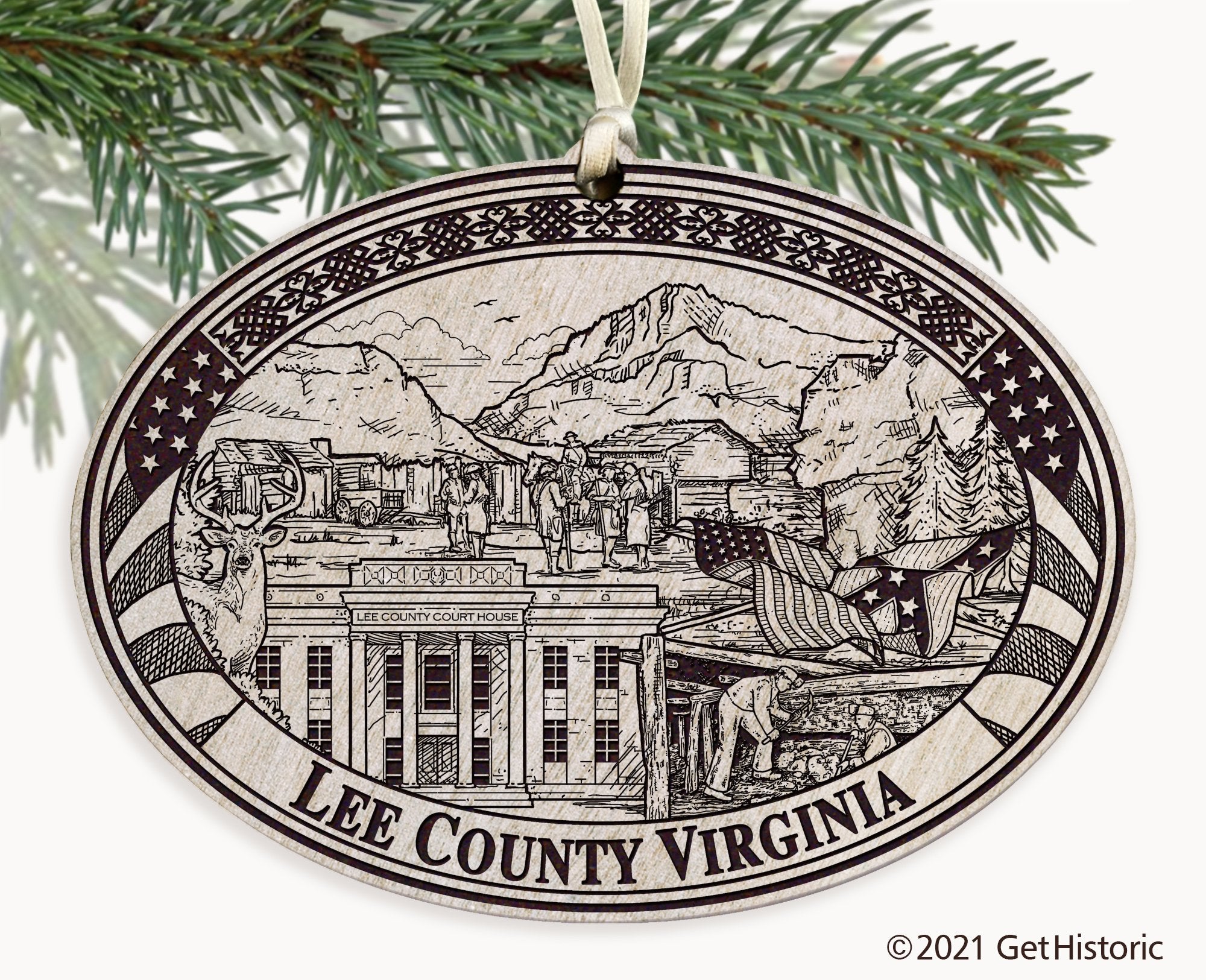 Lee County Virginia Engraved Ornament