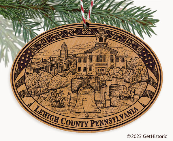 Lehigh County Pennsylvania Engraved Natural Ornament