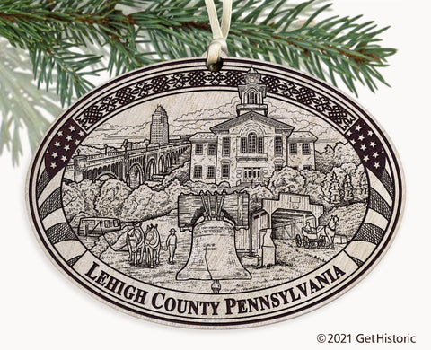 Lehigh County Pennsylvania Engraved Ornament