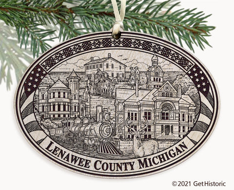 Lenawee County Michigan Engraved Ornament