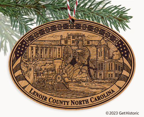 Lenoir County North Carolina Engraved Natural Ornament