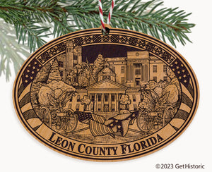 Leon County Florida Engraved Natural Ornament