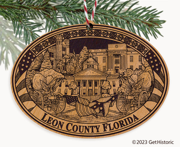 Leon County Florida Engraved Natural Ornament