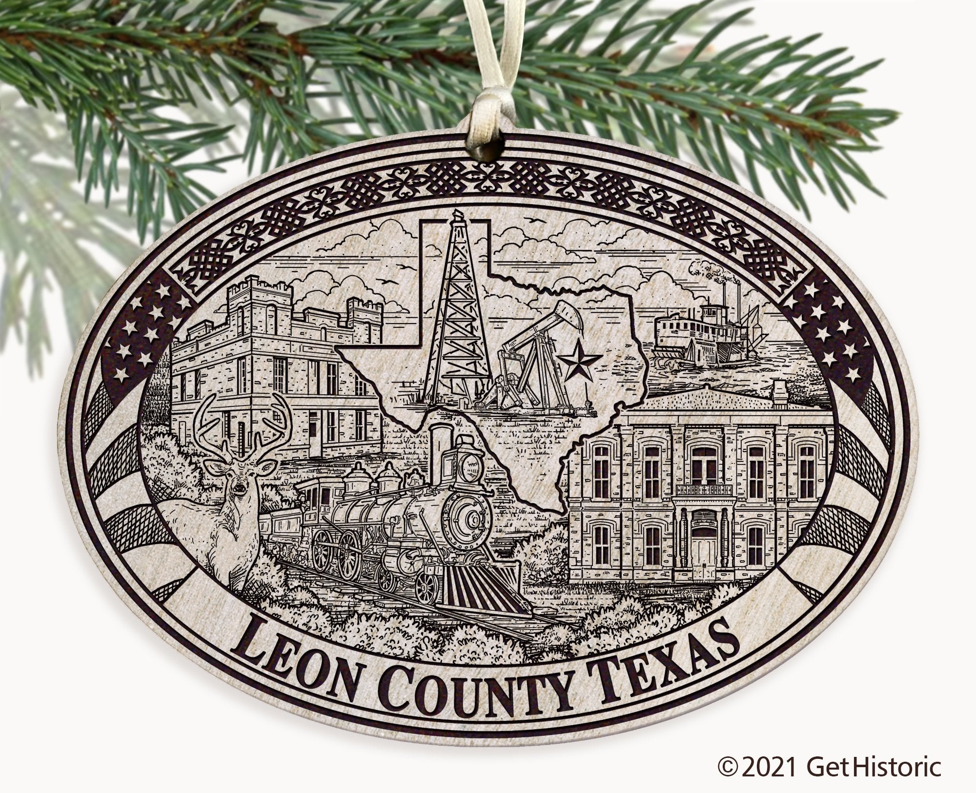 Leon County Texas Engraved Ornament